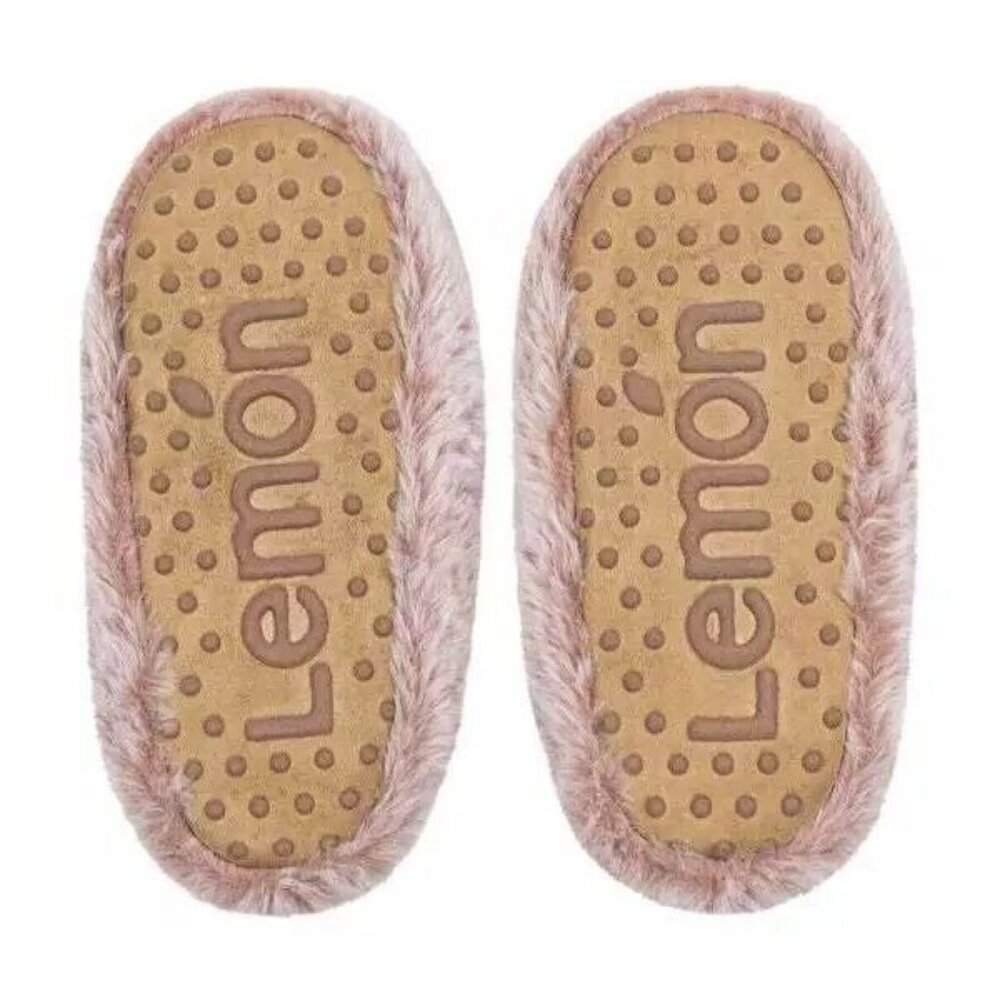 Lemon S/M Plush Faux Fur Slipper Sock Non-Slip Fuzzy House Shoes Pink Sz 5 6 7 - Picture 4 of 13